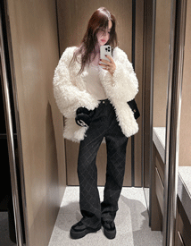 Checker black denim pants