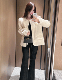 Brooch boucle wool jacket