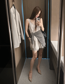 Gloss satin lace sleeveless