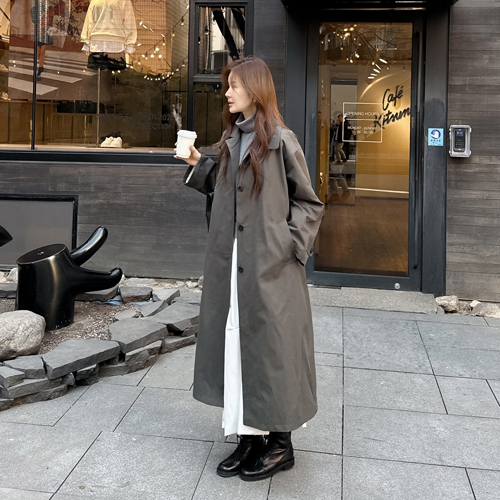 Big pocket khaki trench coat