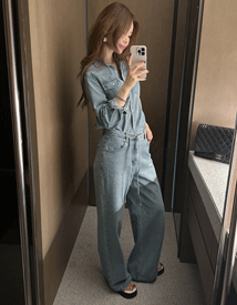 Nurd strap denim pants