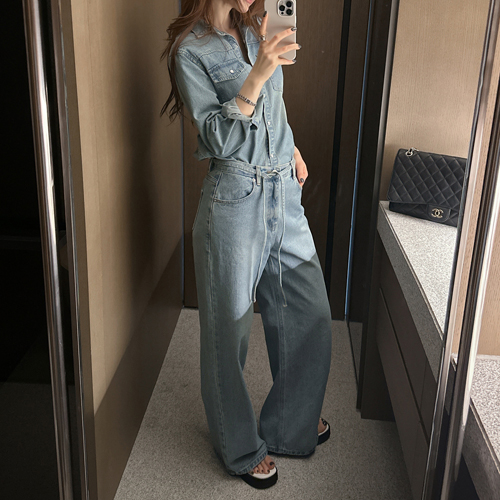 Nurd strap denim pants