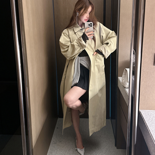 Raglan cotton trench coat