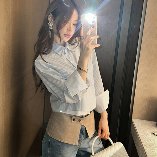 Flop stripe crop shirt