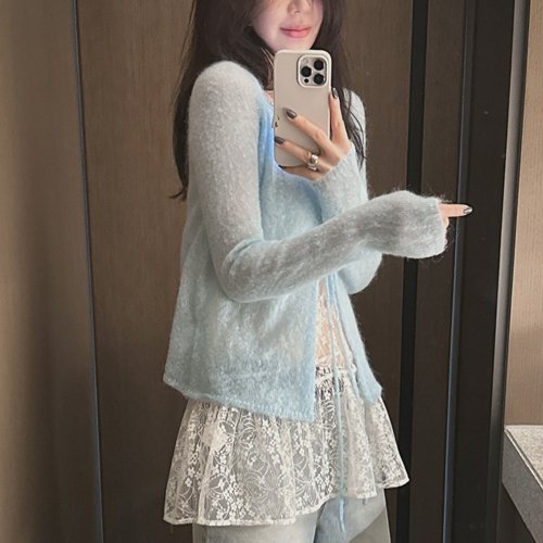 Ribbon kid mohair cardigan