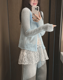 Ribbon kid mohair cardigan