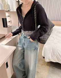 Crotti crop knit zip-up