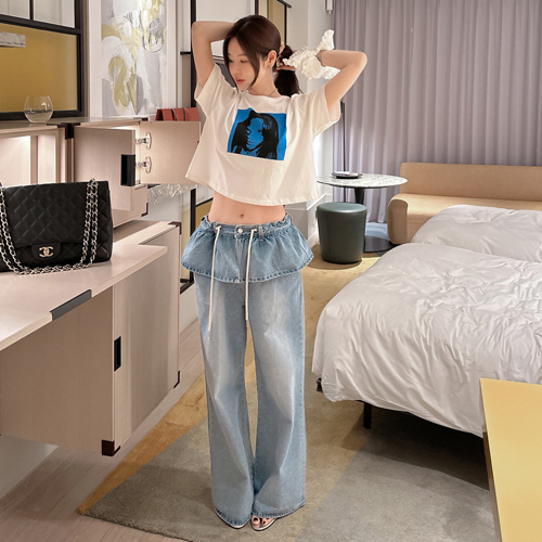 Pin frill string denim