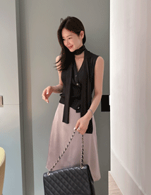 Baron unbal scarf knit vest