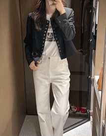 Snap linen semi jacket