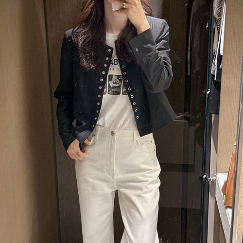 Snap linen semi jacket