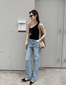 Criss cut denim pants