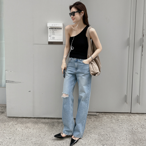 Criss cut denim pants