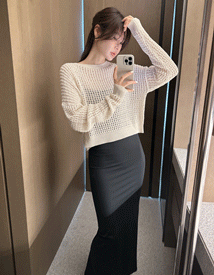 Clip mesh knit tee