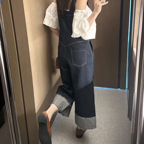 Flare denim overall