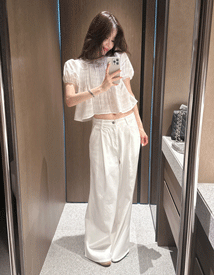 Kine white pin-tuck pants