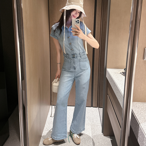 Pocket denim jumpsuit