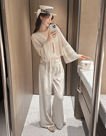 Brow linen wide pants