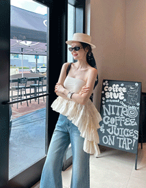 Rohe unbal frill top