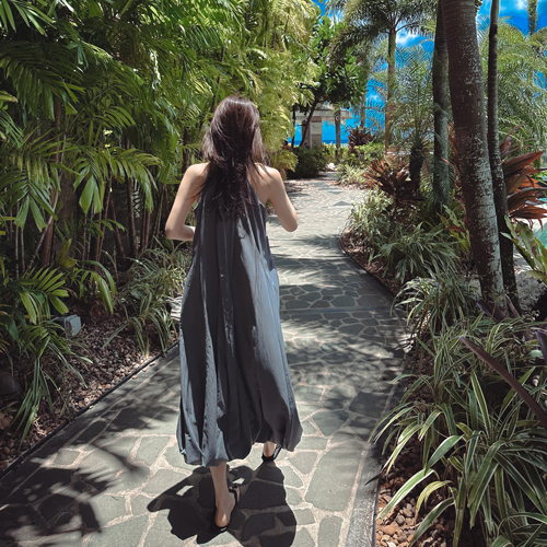Marble halter long dress
