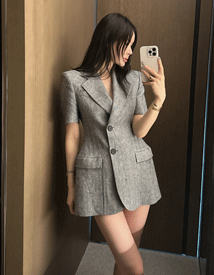 Misty herringbone linen jacket