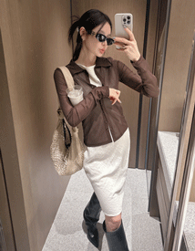 Core see-through collar cardigan