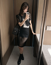 Summer lace pencil skirt