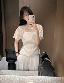 Sheer bustier set blouse
