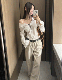 Haper unbal silky shirt