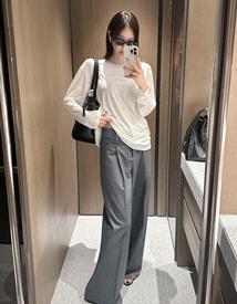 Low double obi denim slacks