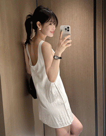Goat boat-neck mini dress