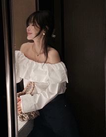 Beads off-shoulder blouse
