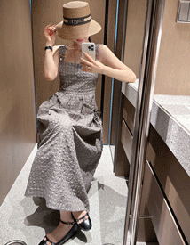 Suspender shirring dress