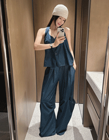Funky halter denim vest