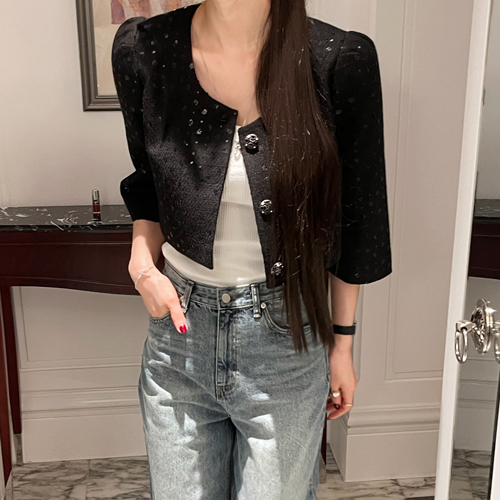 Bling crop tweed jacket