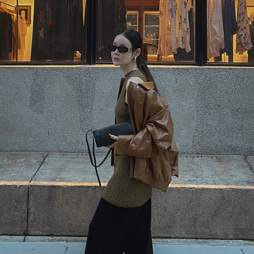 Notic fake leather jumper