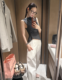 Less shirring sleeveless top