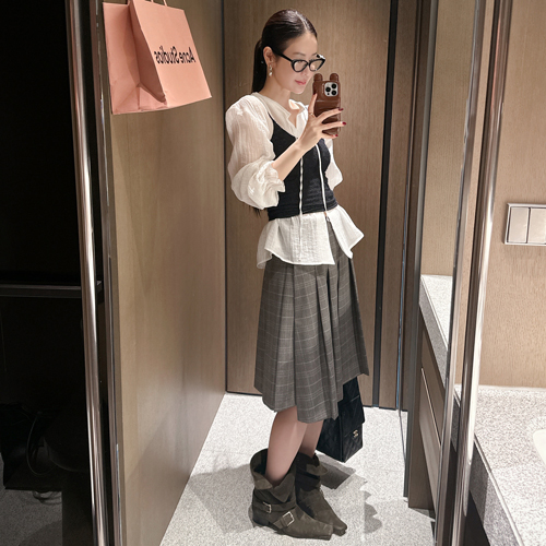 Biggin check pleats skirt