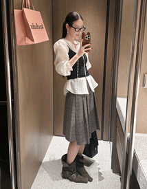 Biggin check pleats skirt