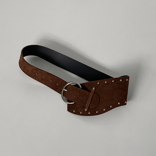 Mocha stud suede belt