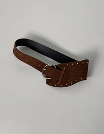 Mocha stud suede belt