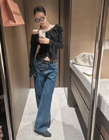 Liquid straight denim pants