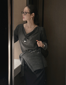 Luna drape denim blouse