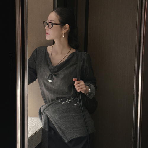 Luna drape denim blouse