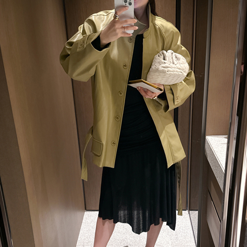 Over-fit leather coat