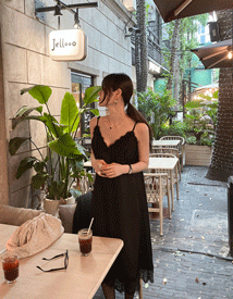 Noir satin sleeve dress