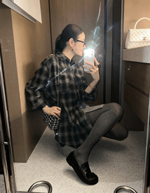 Tartan check skirt shirt