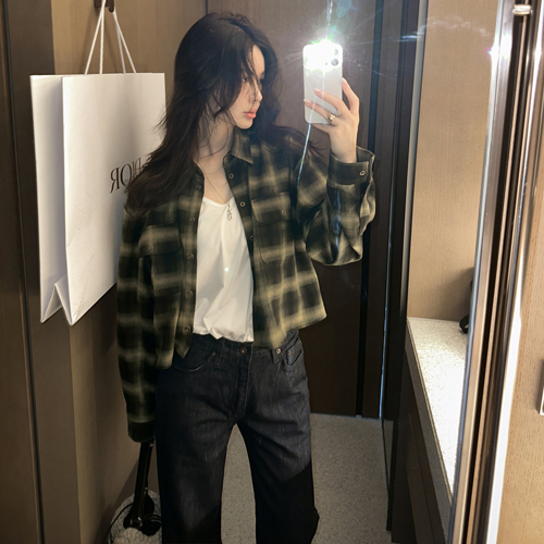 Alright tartan crop shirt