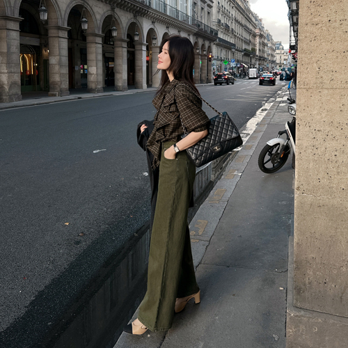 Savory cotton denim pants