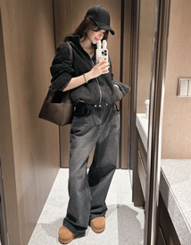 Maker denim padding jumper